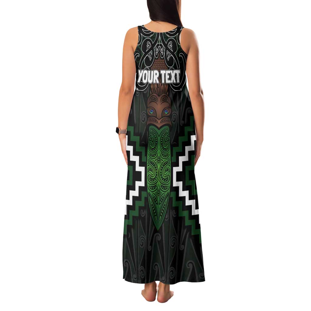 Maori Taiaha Pounamu Whakairo Personalized Tank Maxi Dress Jade Poutama Motifs