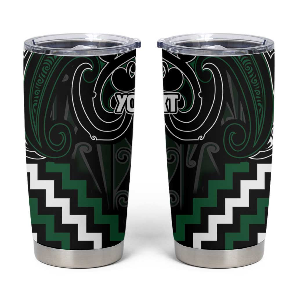 Maori Taiaha Pounamu Whakairo Personalized Tumbler Cup Jade Poutama Motifs