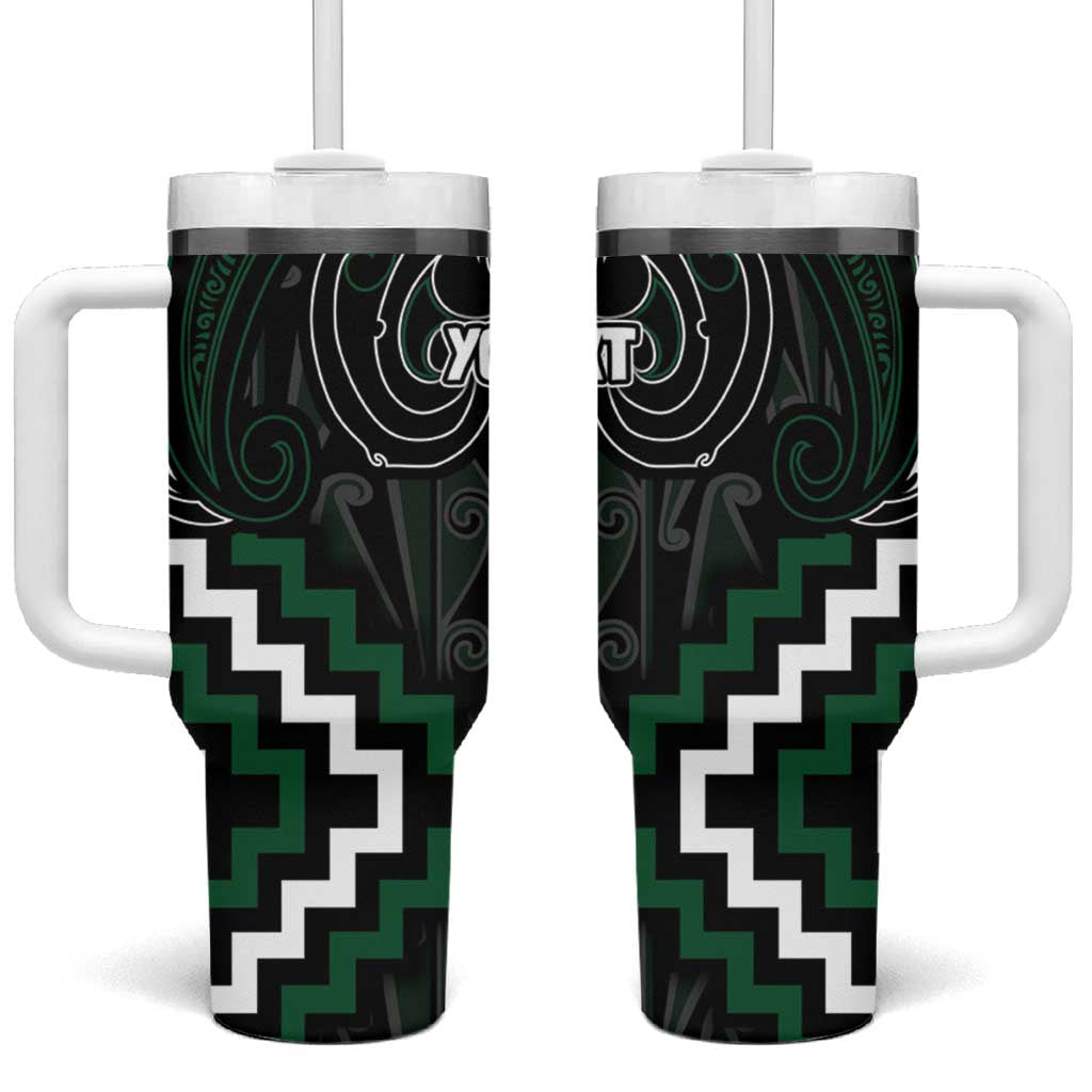 Maori Taiaha Pounamu Whakairo Personalized Tumbler With Handle Jade Poutama Motifs