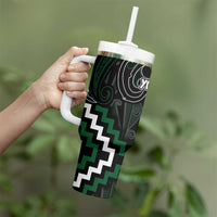Maori Taiaha Pounamu Whakairo Personalized Tumbler With Handle Jade Poutama Motifs