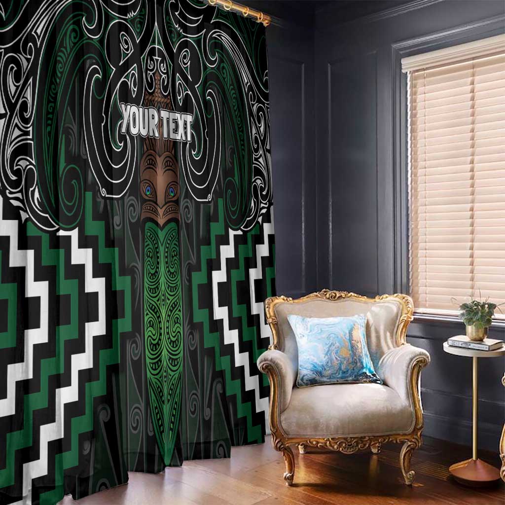 Maori Taiaha Pounamu Whakairo Personalized Window Curtain Jade Poutama Motifs
