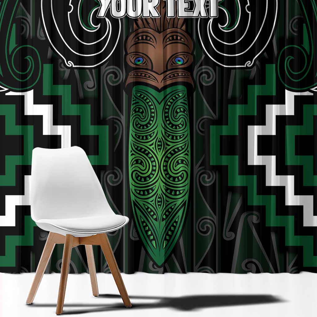 Maori Taiaha Pounamu Whakairo Personalized Window Curtain Jade Poutama Motifs