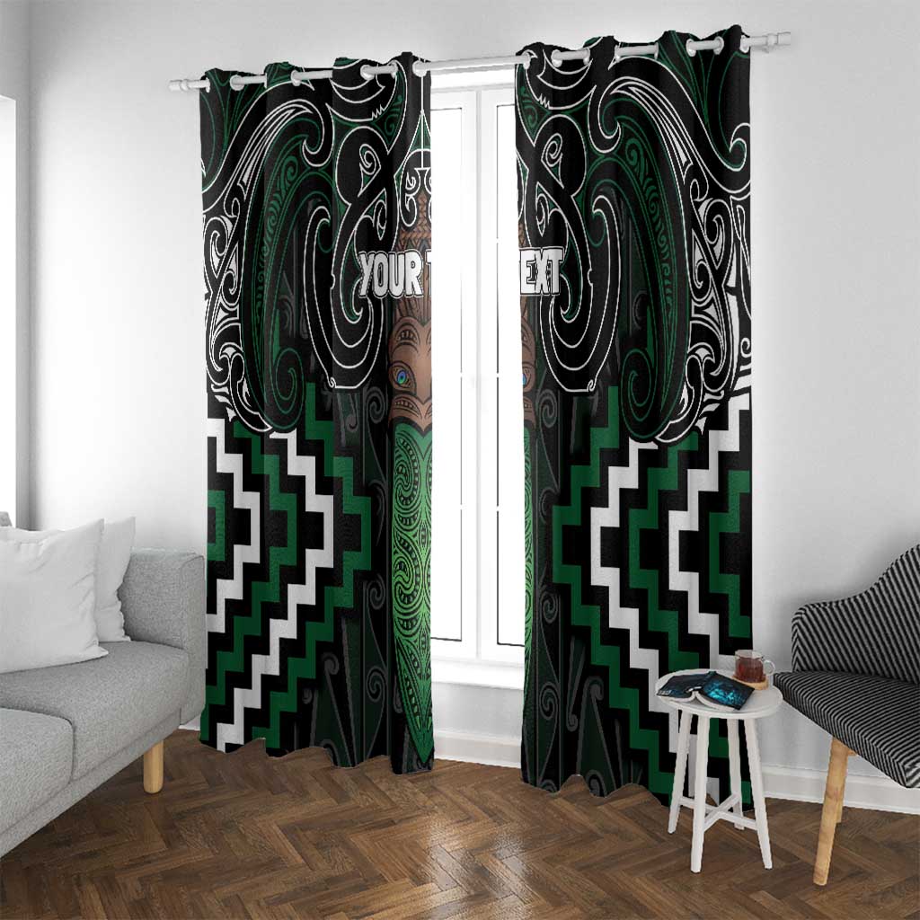 Maori Taiaha Pounamu Whakairo Personalized Window Curtain Jade Poutama Motifs