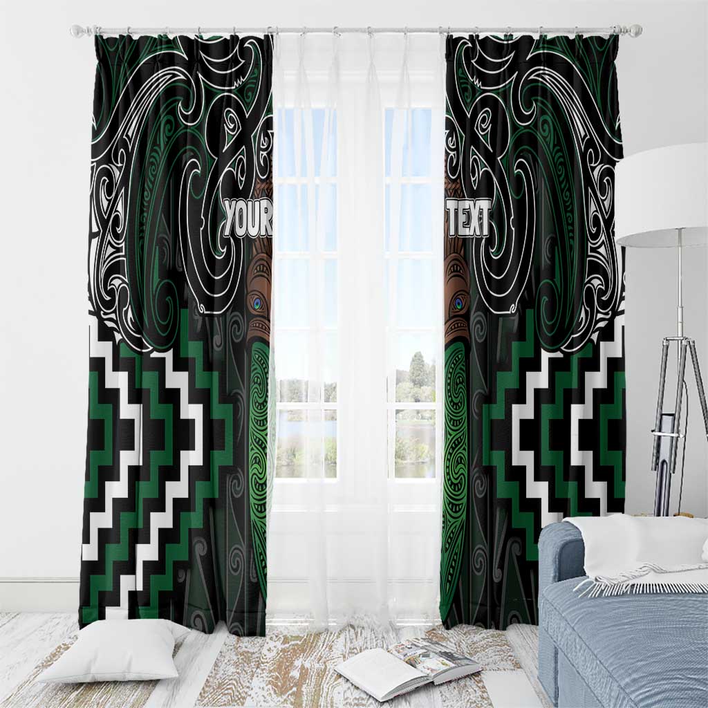 Maori Taiaha Pounamu Whakairo Personalized Window Curtain Jade Poutama Motifs