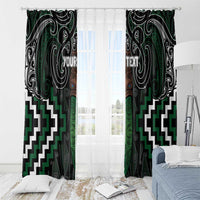 Maori Taiaha Pounamu Whakairo Personalized Window Curtain Jade Poutama Motifs