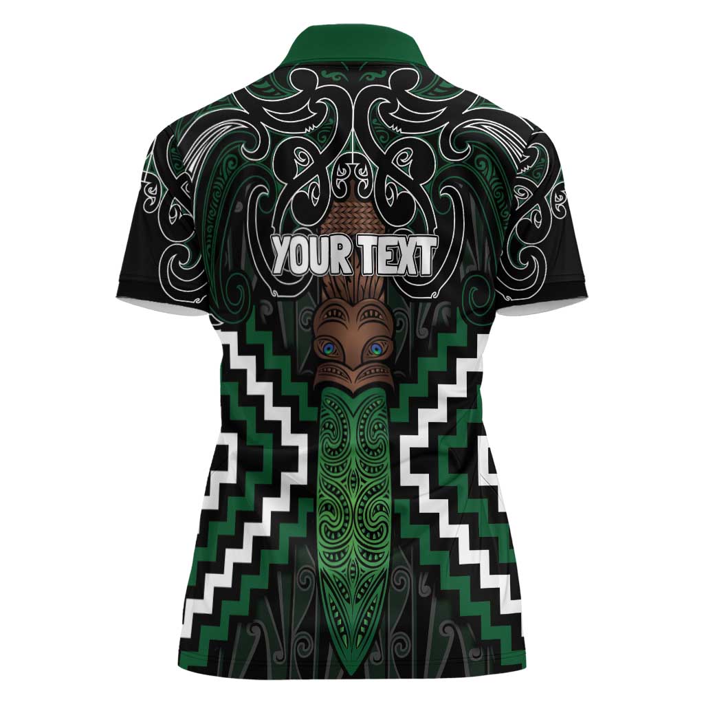 Maori Taiaha Pounamu Whakairo Personalized Women Polo Shirt Jade Poutama Motifs