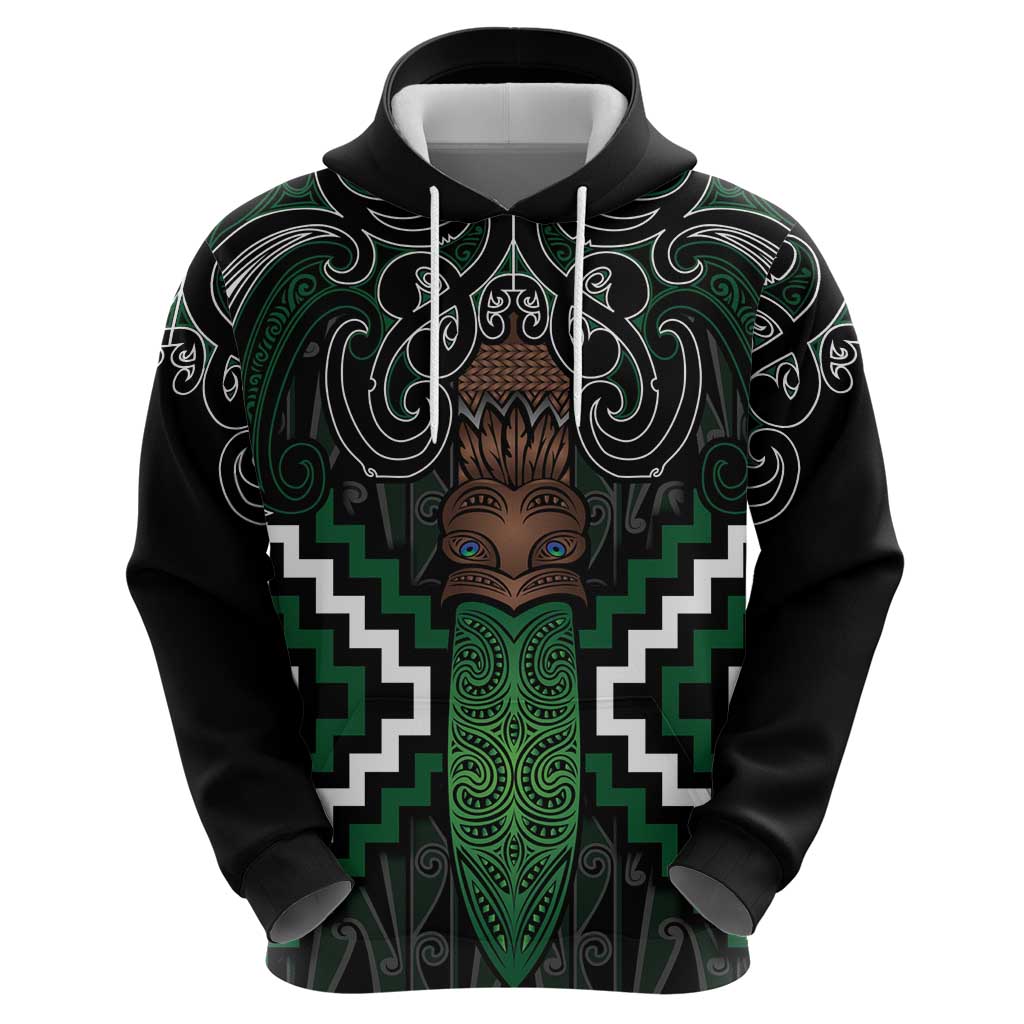 Maori Taiaha Pounamu Whakairo Personalized Zip Hoodie Jade Poutama Motifs