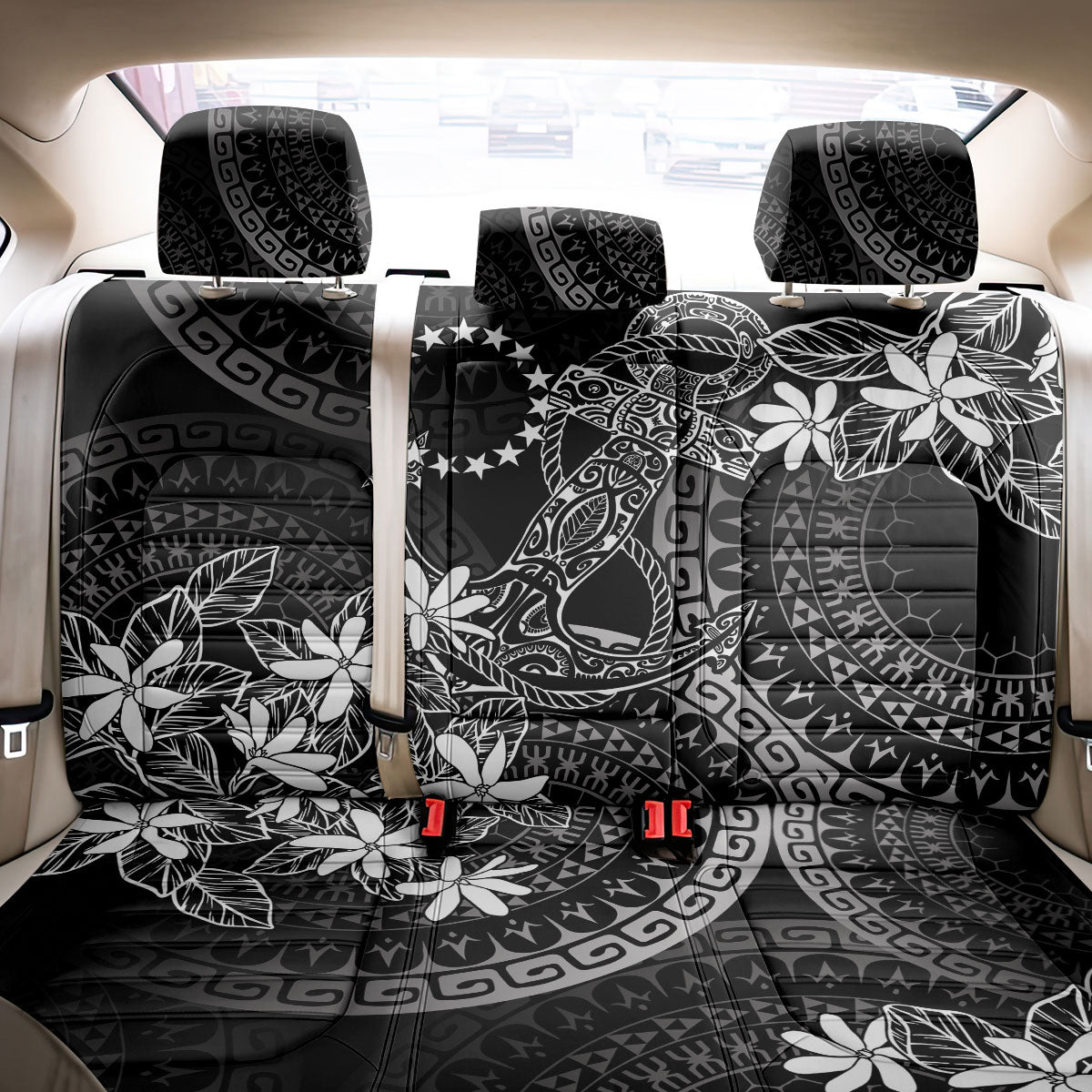 Black Kuki Airani Tapakau Back Car Seat Cover Tribal Anchor Mix Tiare LT7 - Polynesian Pride