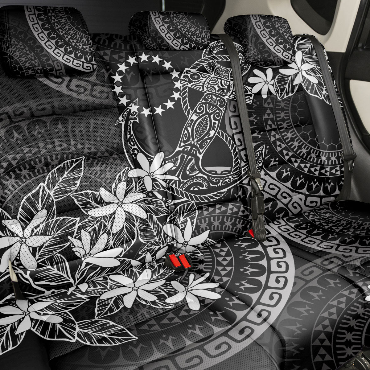 Black Kuki Airani Tapakau Back Car Seat Cover Tribal Anchor Mix Tiare LT7 - Polynesian Pride