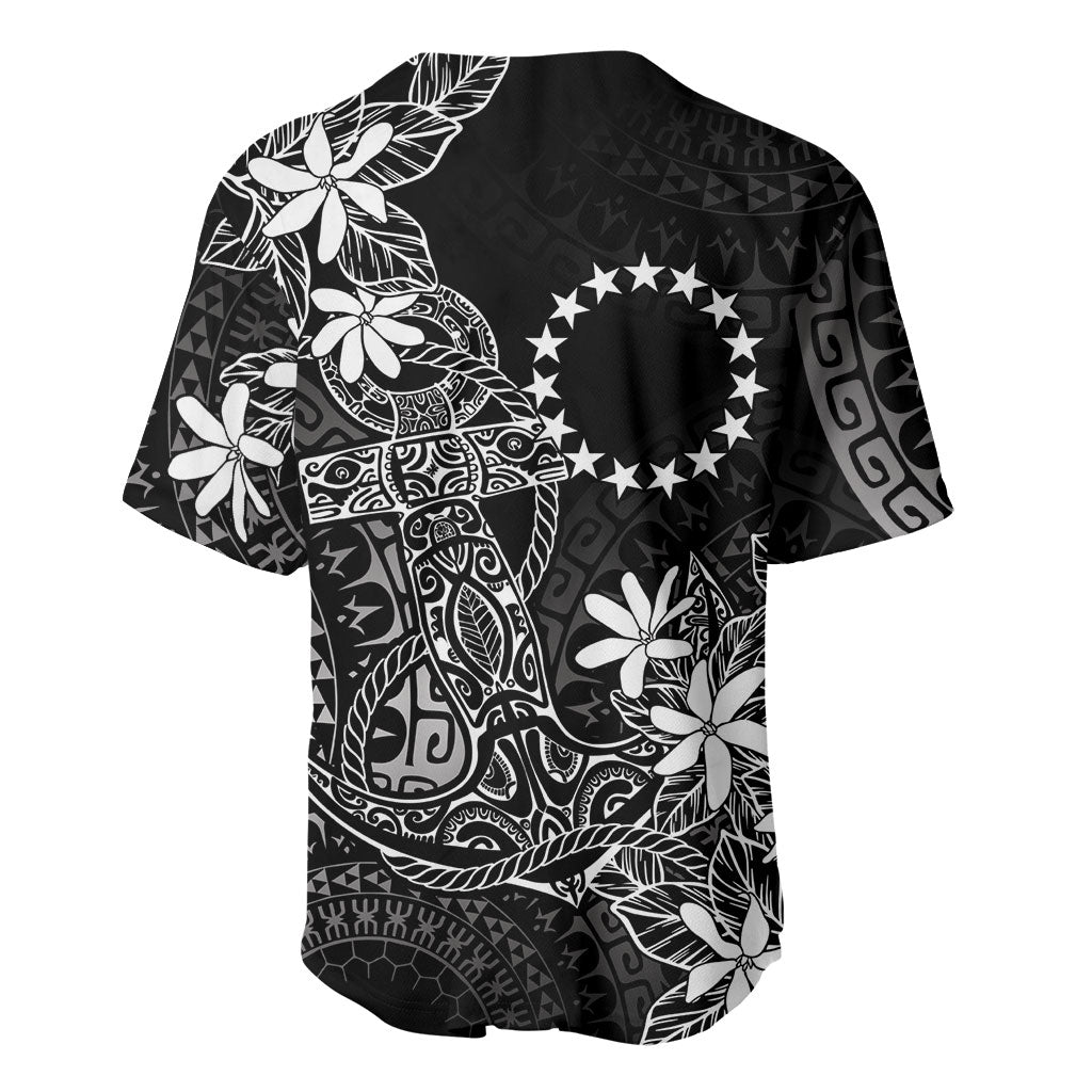 Black Kuki Airani Tapakau Baseball Jersey Tribal Anchor Mix Tiare