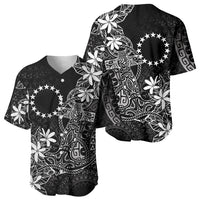 Black Kuki Airani Tapakau Baseball Jersey Tribal Anchor Mix Tiare