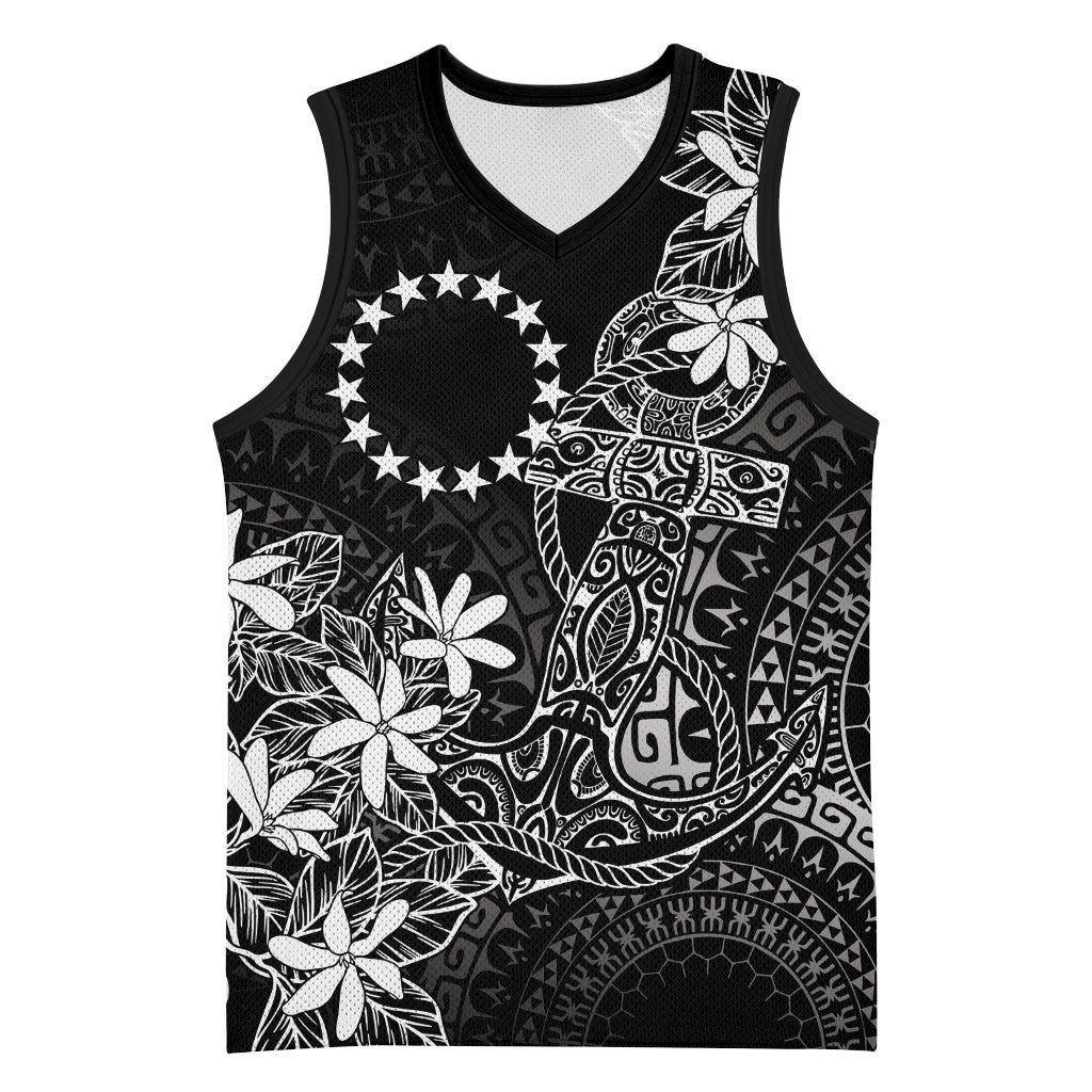 Black Kuki Airani Tapakau Basketball Jersey Tribal Anchor Mix Tiare