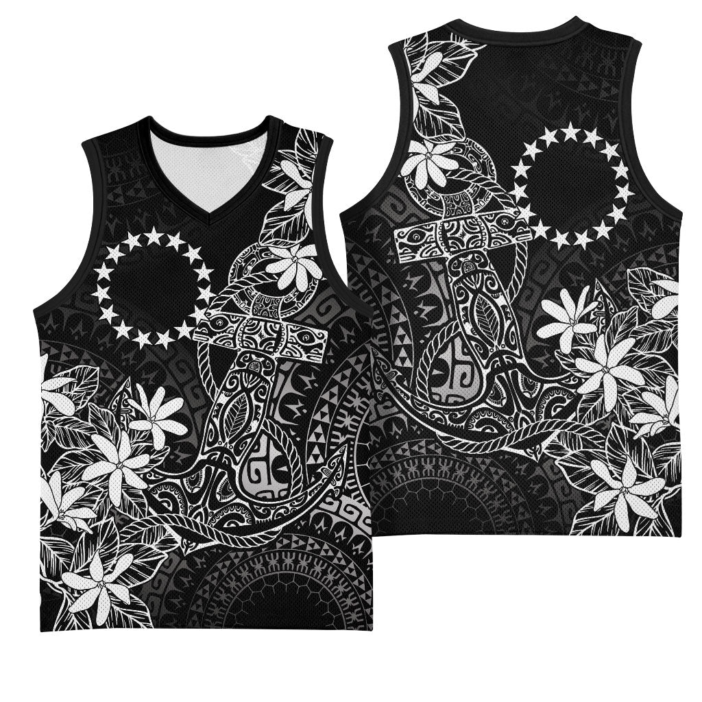 Black Kuki Airani Tapakau Basketball Jersey Tribal Anchor Mix Tiare