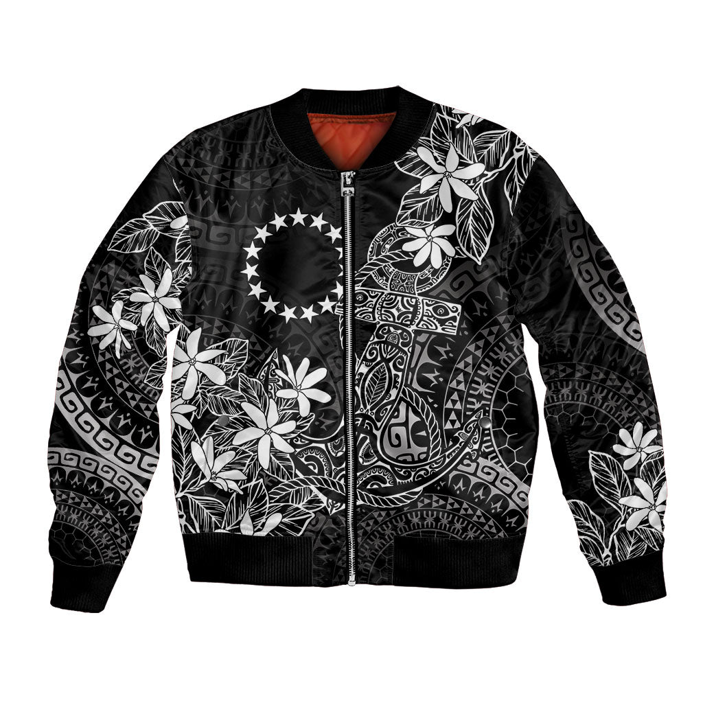 Black Kuki Airani Tapakau Bomber Jacket Tribal Anchor Mix Tiare LT7 Unisex Black - Polynesian Pride