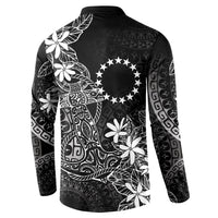 Black Kuki Airani Tapakau Button Sweatshirt Tribal Anchor Mix Tiare