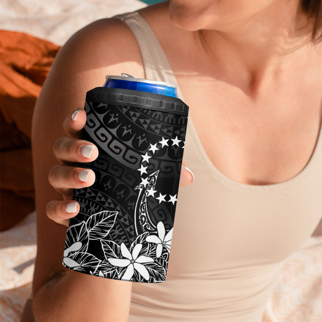 Black Kuki Airani Tapakau 4 in 1 Can Cooler Tumbler Tribal Anchor Mix Tiare