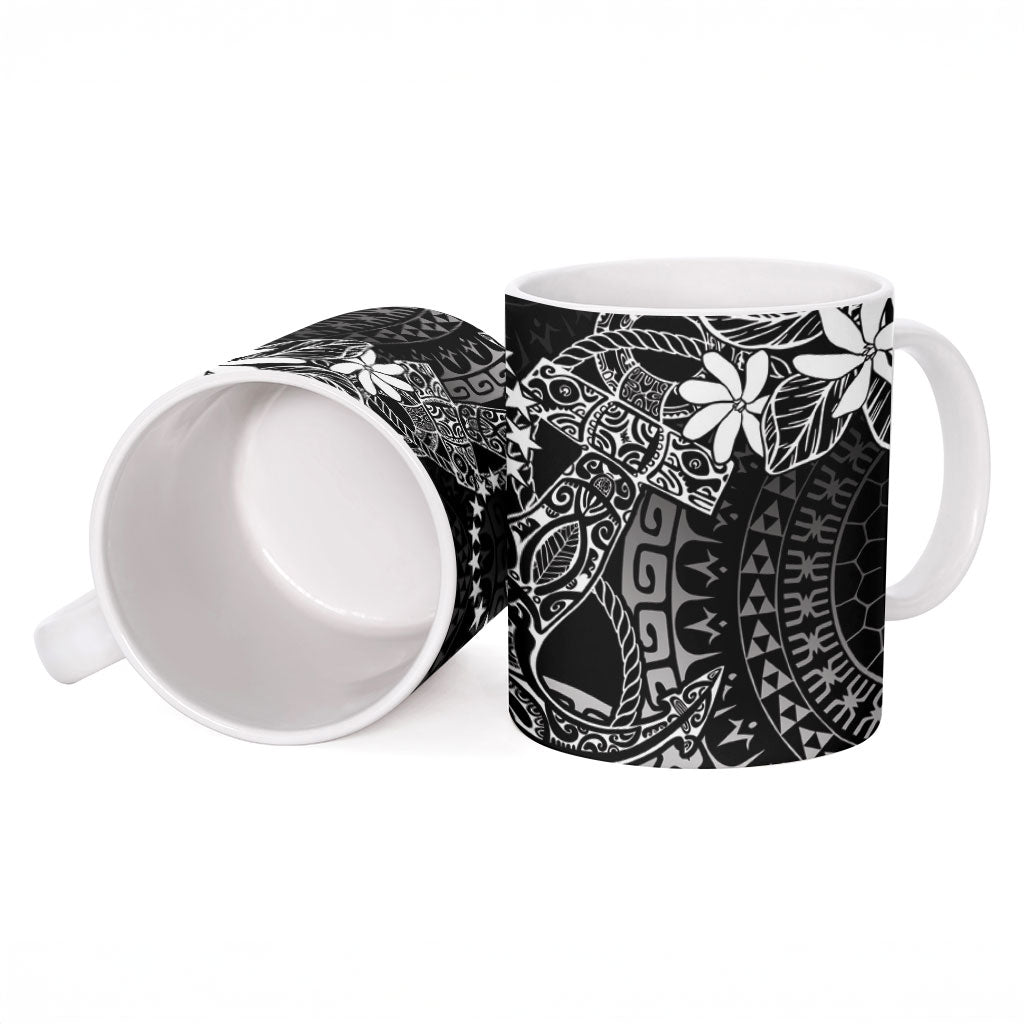 Black Kuki Airani Tapakau Ceramic Mug Tribal Anchor Mix Tiare