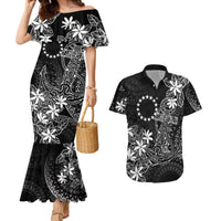Black Kuki Airani Tapakau Couples Matching Mermaid Dress and Hawaiian Shirt Tribal Anchor Mix Tiare