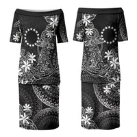 Black Kuki Airani Tapakau Couples Matching Puletasi and Long Sleeve Button Shirt Tribal Anchor Mix Tiare LT7 - Polynesian Pride