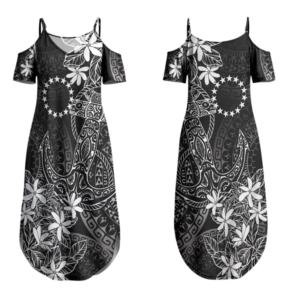 Black Kuki Airani Tapakau Couples Matching Summer Maxi Dress and Hawaiian Shirt Tribal Anchor Mix Tiare LT7 - Polynesian Pride