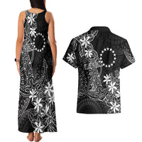 Black Kuki Airani Tapakau Couples Matching Tank Maxi Dress and Hawaiian Shirt Tribal Anchor Mix Tiare