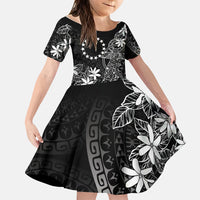 Black Kuki Airani Tapakau Family Matching Off Shoulder Maxi Dress and Hawaiian Shirt Tribal Anchor Mix Tiare