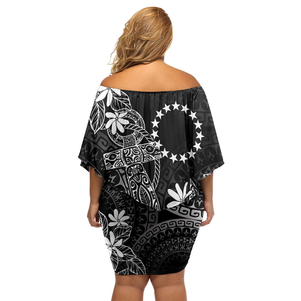 Black Kuki Airani Tapakau Family Matching Off Shoulder Short Dress and Hawaiian Shirt Tribal Anchor Mix Tiare