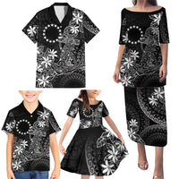 Black Kuki Airani Tapakau Family Matching Puletasi and Hawaiian Shirt Tribal Anchor Mix Tiare