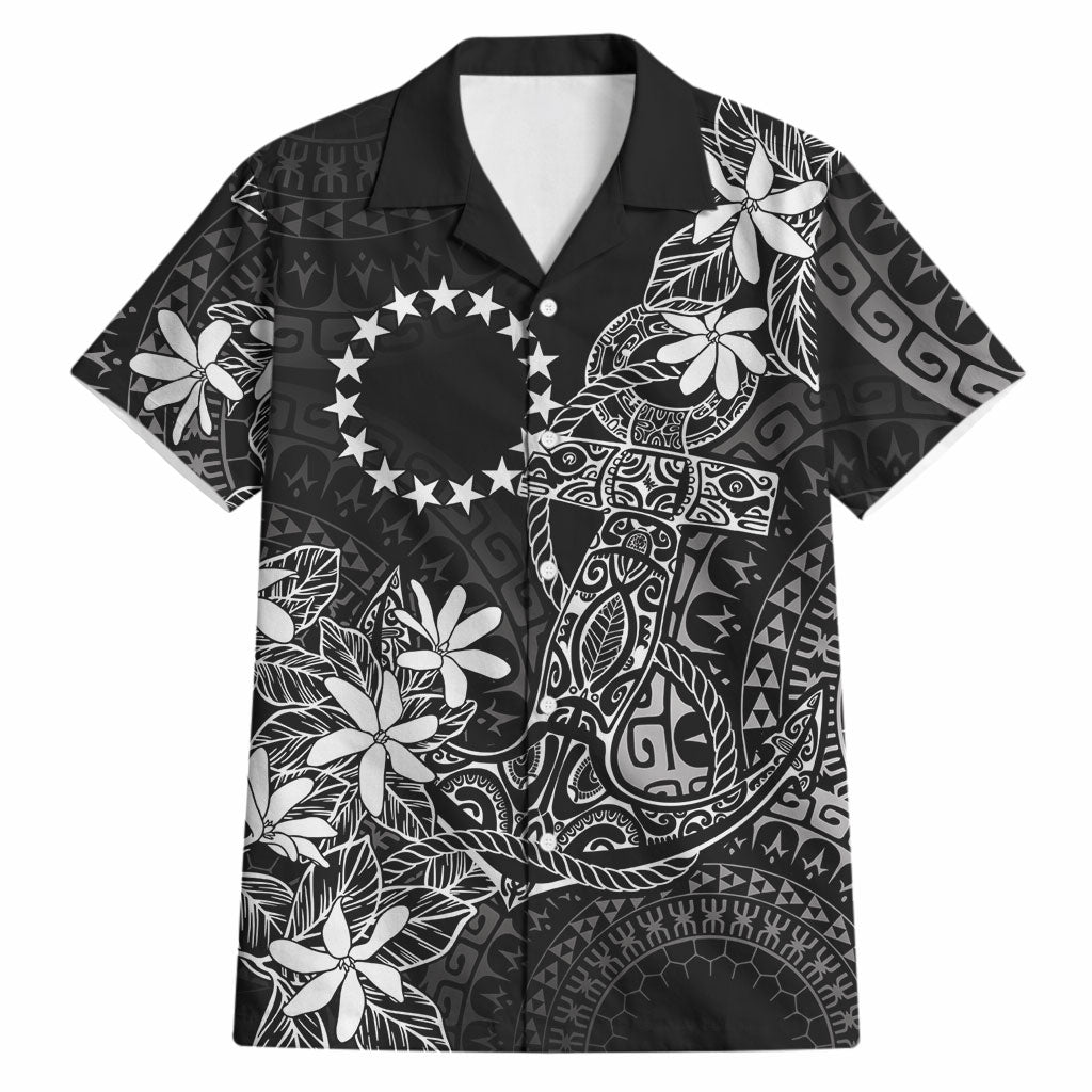 Black Kuki Airani Tapakau Hawaiian Shirt Tribal Anchor Mix Tiare LT7 Black - Polynesian Pride