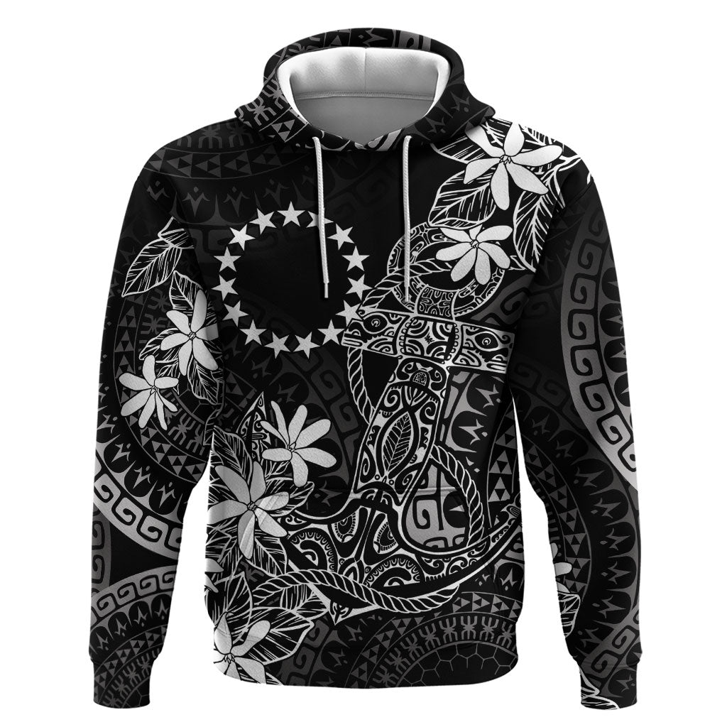 Black Kuki Airani Tapakau Hoodie Tribal Anchor Mix Tiare