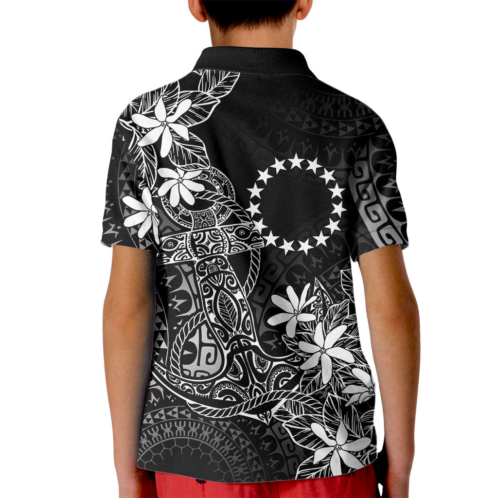 Black Kuki Airani Tapakau Kid Polo Shirt Tribal Anchor Mix Tiare LT7 - Polynesian Pride
