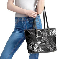Black Kuki Airani Tapakau Leather Tote Bag Tribal Anchor Mix Tiare