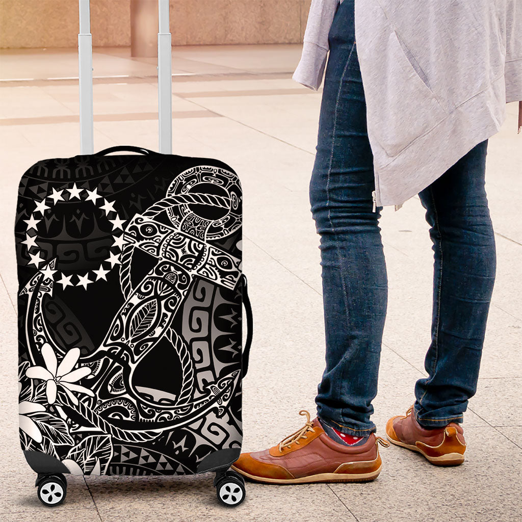 Black Kuki Airani Tapakau Luggage Cover Tribal Anchor Mix Tiare