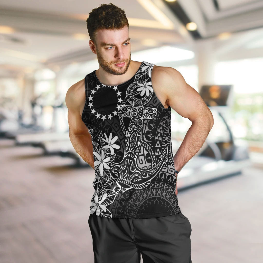 Black Kuki Airani Tapakau Men Tank Top Tribal Anchor Mix Tiare