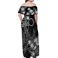 Black Kuki Airani Tapakau Off Shoulder Maxi Dress Tribal Anchor Mix Tiare