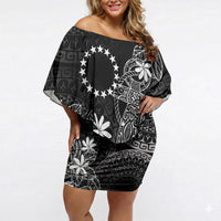Black Kuki Airani Tapakau Off Shoulder Short Dress Tribal Anchor Mix Tiare LT7 Women Black - Polynesian Pride