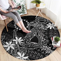 Black Kuki Airani Tapakau Round Carpet Tribal Anchor Mix Tiare