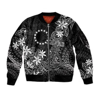 Black Kuki Airani Tapakau Sleeve Zip Bomber Jacket Tribal Anchor Mix Tiare