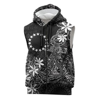 Black Kuki Airani Tapakau Sleeveless Zip Hoodie Tribal Anchor Mix Tiare
