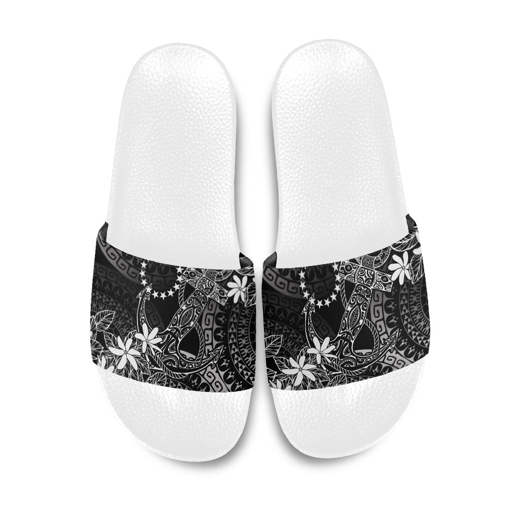 Black Kuki Airani Tapakau Slide Sandals Tribal Anchor Mix Tiare