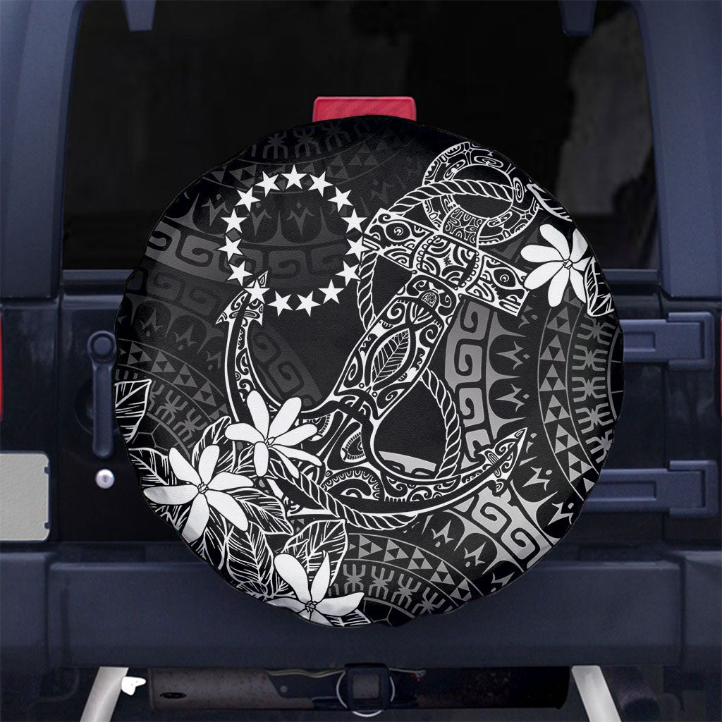 Black Kuki Airani Tapakau Spare Tire Cover Tribal Anchor Mix Tiare LT7 No hole Black - Polynesian Pride
