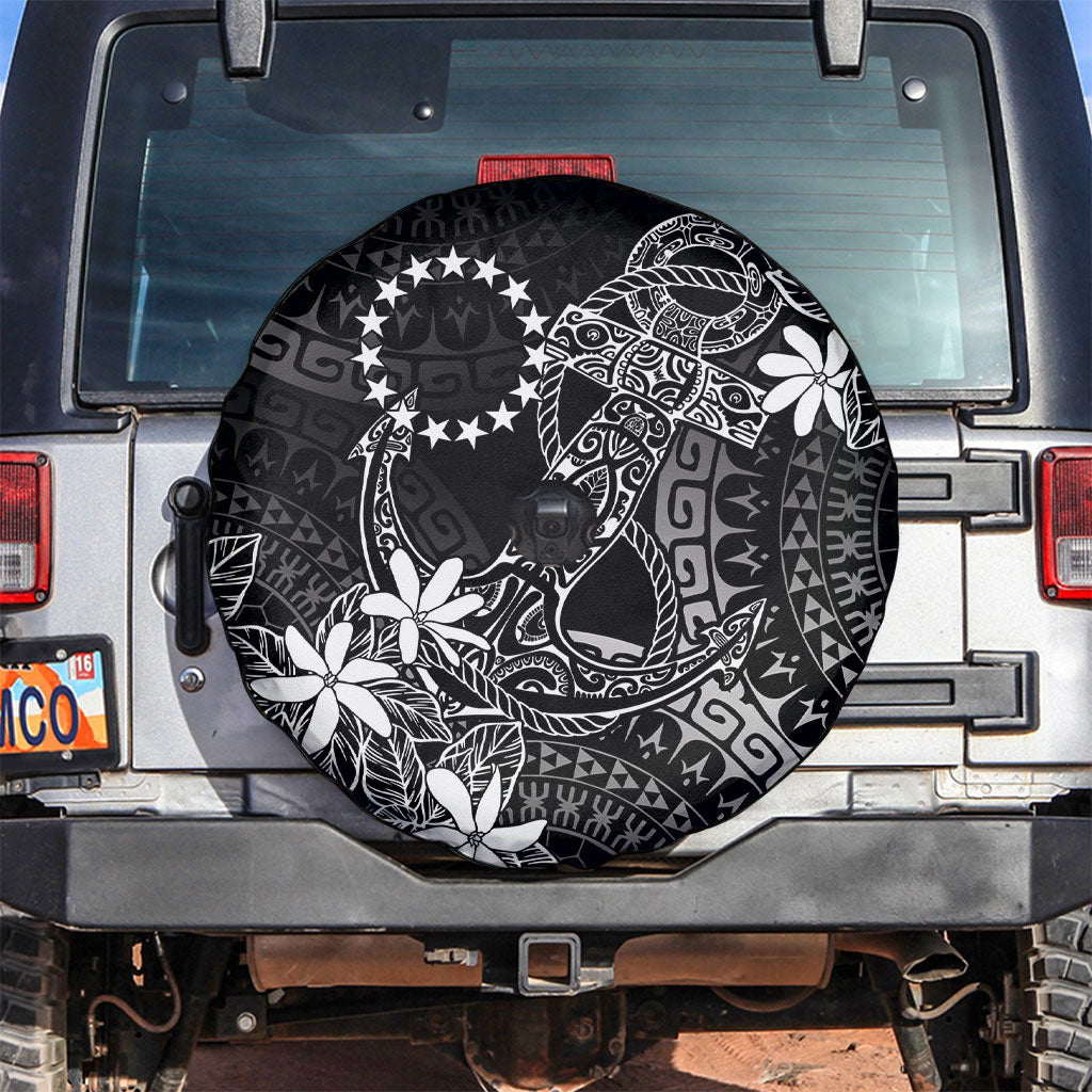 Black Kuki Airani Tapakau Spare Tire Cover Tribal Anchor Mix Tiare LT7 Black - Polynesian Pride