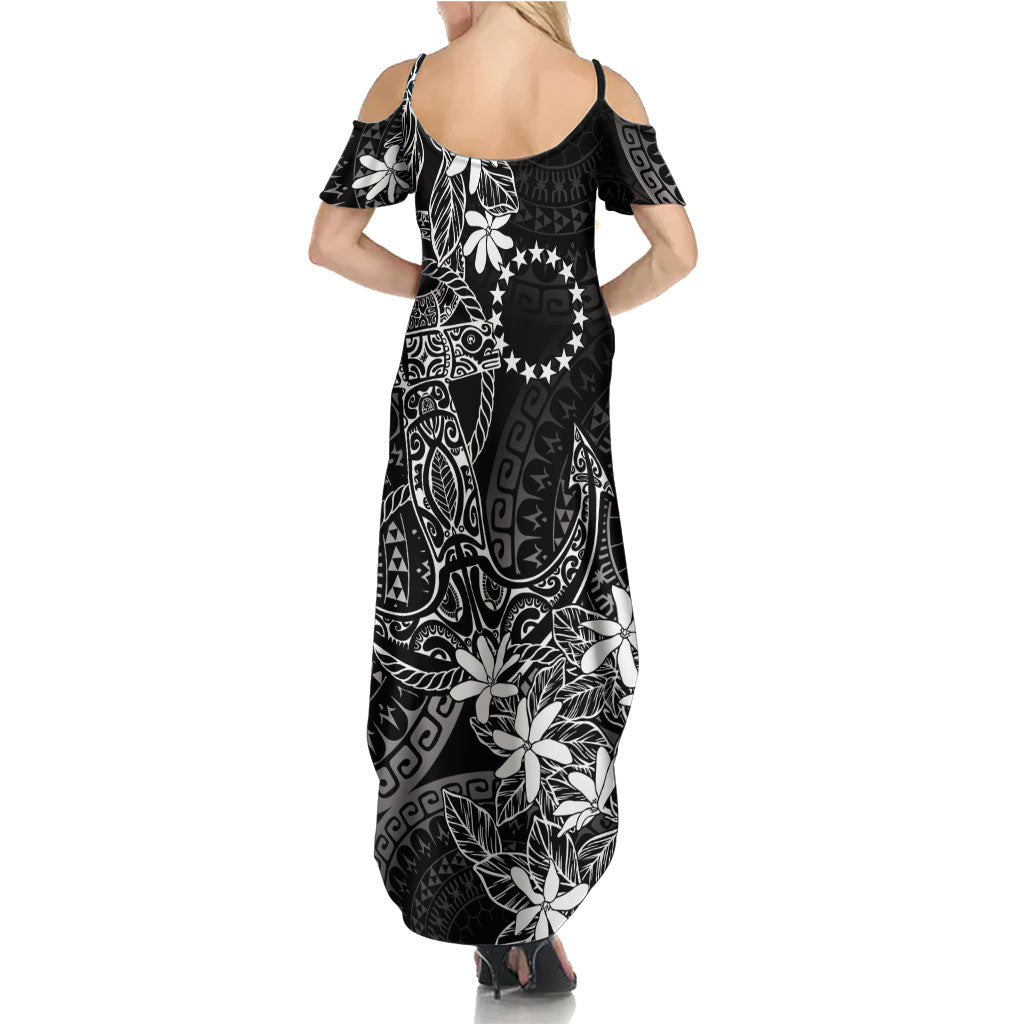 Black Kuki Airani Tapakau Summer Maxi Dress Tribal Anchor Mix Tiare
