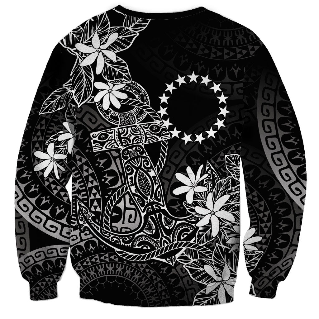 Black Kuki Airani Tapakau Sweatshirt Tribal Anchor Mix Tiare LT7 - Polynesian Pride