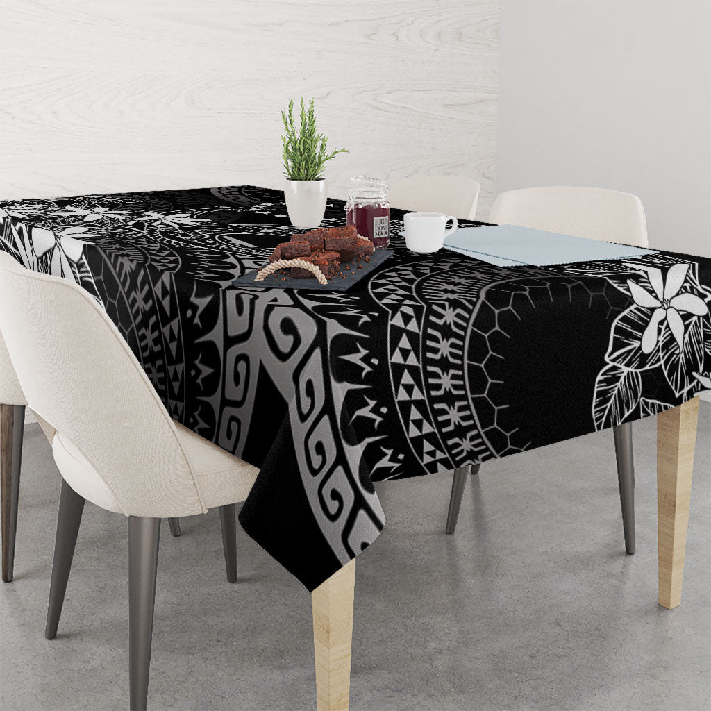 Black Kuki Airani Tapakau Tablecloth Tribal Anchor Mix Tiare