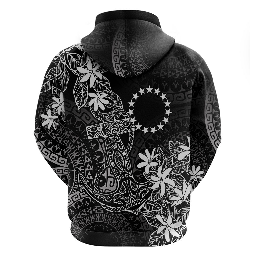 Black Kuki Airani Tapakau Zip Hoodie Tribal Anchor Mix Tiare LT7 - Polynesian Pride