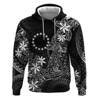 Black Kuki Airani Tapakau Zip Hoodie Tribal Anchor Mix Tiare LT7 Pullover Hoodie Black - Polynesian Pride