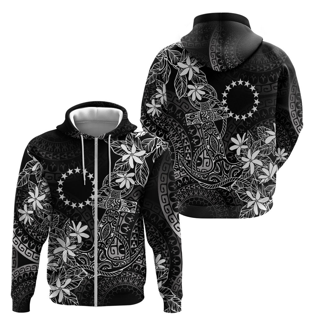 Black Kuki Airani Tapakau Zip Hoodie Tribal Anchor Mix Tiare LT7 - Polynesian Pride