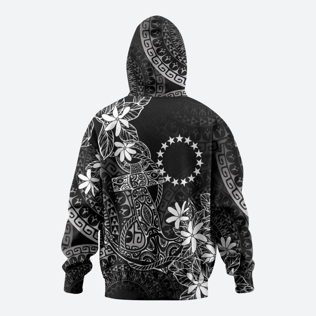 Black Kuki Airani Tapakau Zip Hoodie Tribal Anchor Mix Tiare LT7 - Polynesian Pride