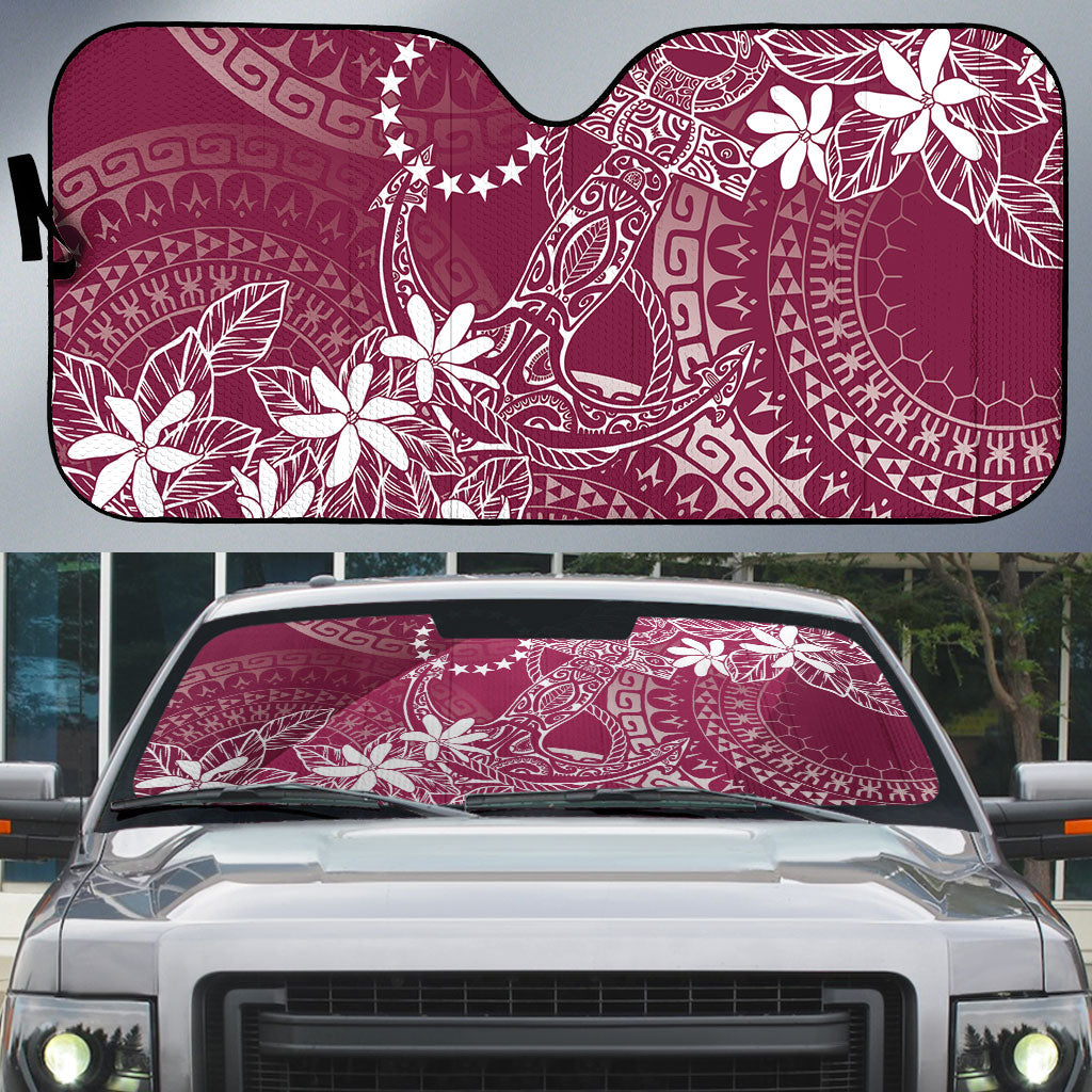 Maroon Kuki Airani Tapakau Auto Sun Shade Tribal Anchor Mix Tiare